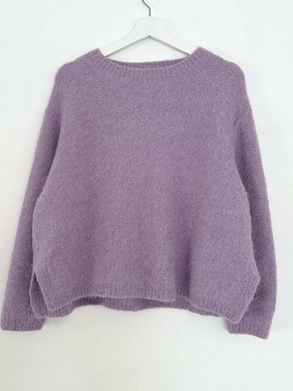 Nikki Chasin alpaca loose boxy sweater lavender lilac cropped la garconne M O/S